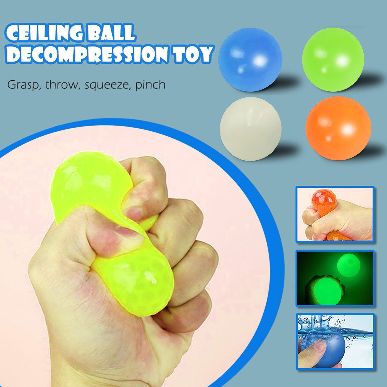 4pcs/set Pop Glow In The Dark Luminous Balls, Children's Squishy Toy ...